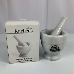 Mortar and Pestle White Gray Marble 4" Diameter Fox & Run Kitchens McCormick